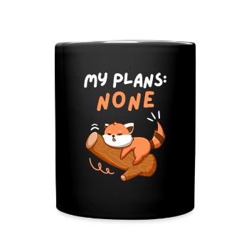 My Plans None. No Weekend Plans. Cute Red Panda. - Full Colour Mug - black - Front