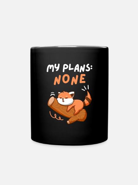 My Plans None. No Weekend Plans. Cute Red Panda. - Full Colour Mug - black