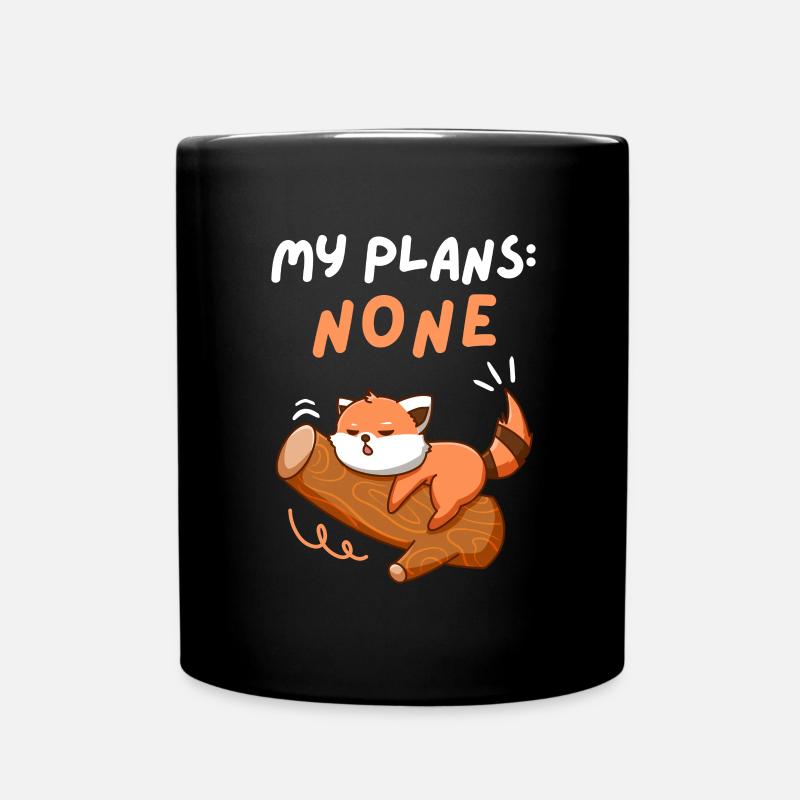 My Plans None. No Weekend Plans. Cute Red Panda. - Full Colour Mug - black