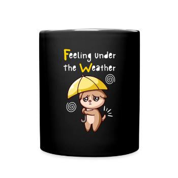 Feeling Under The Weather. Cat With Umbrella. V B. - Full Colour Mug - black - Front