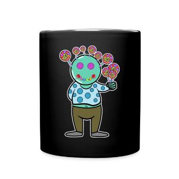 Naschkatzen Bonbon Süßigkeiten Lecker Nachspeise - Tasse einfarbig - Schwarz - Vorne