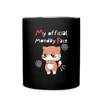 My Official Monday Face. Angry cat. Black Version. - Full Colour Mug - black - Front