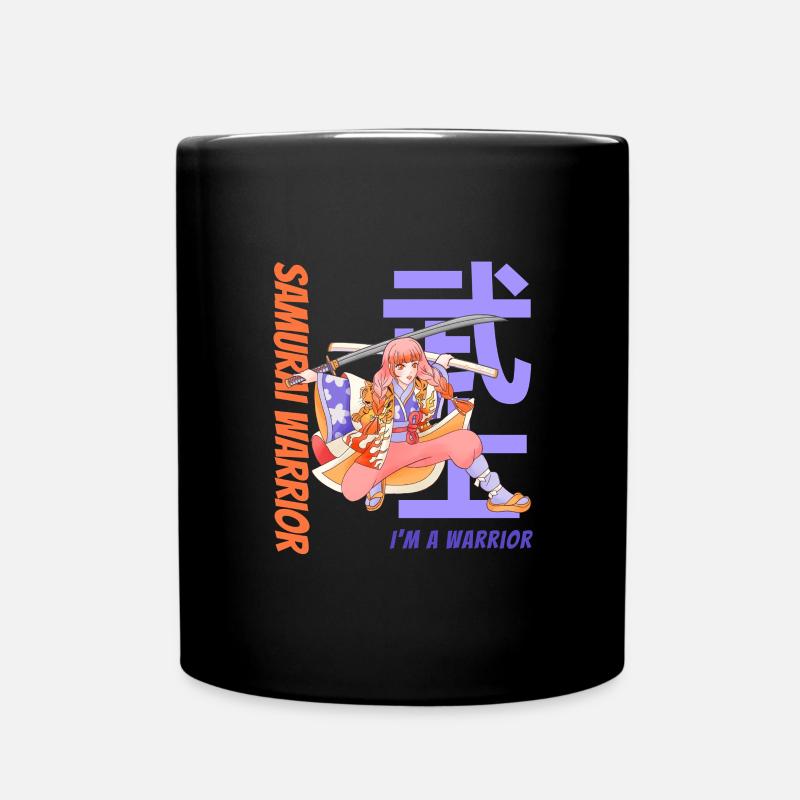 Samurai Warrior. Samurai Girl. Black Version. - Full Colour Mug - black
