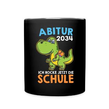 Abitur 2034 Schulkind 2034 Einschulung Abschluss - Tasse einfarbig - Schwarz - Vorne