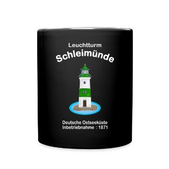 Leuchtturm Schleimünde grün-weiß Ostsee, Zeichnung - Tasse einfarbig - Schwarz - Vorne
