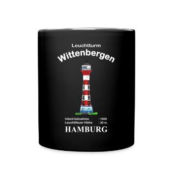 Hamburg Leuchtturm Wittenbergen Zeichnung - Tasse einfarbig - Schwarz - Vorne