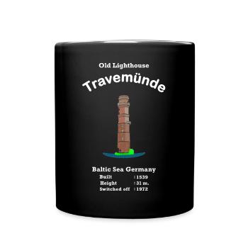 Alter Leuchtturm Travemünde, Ostsee, Deutschland - Tasse einfarbig - Schwarz - Vorne