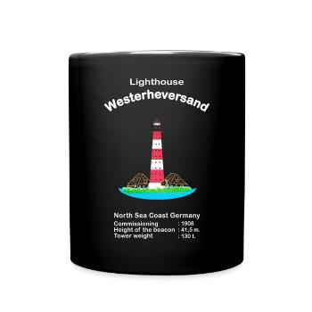 Leuchtturm Westerheversand, Nordsee, Deutschland - Tasse einfarbig - Schwarz - Vorne