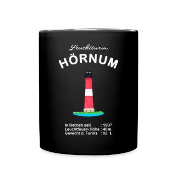 Leuchtturm Hörnum auf Sylt, Zeichnung - Tasse einfarbig - Schwarz - Vorne
