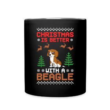 Beagle Dog Puppy Owner Lover Christmas - Full Colour Mug - black - Front