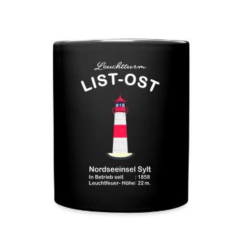 Leuchtturm List-Ost auf Sylt, Nordseeküste - Tasse einfarbig - Schwarz - Vorne