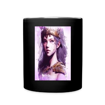 Walküre Amazone Kriegerin Fine Art Poster - Tasse einfarbig - Schwarz - Vorne