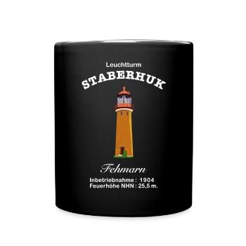 Ostfriesische Insel Fehmarn, Leuchtturm Staberhuk - Tasse einfarbig - Schwarz - Vorne