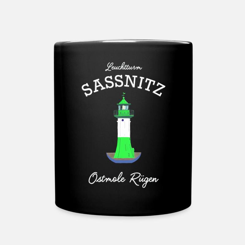 Rügen, Leuchtturm Sassnitz Ostmole, Ostsee - Tasse einfarbig - Schwarz