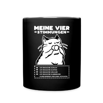 Lustige Katze Stimmung Kaffee Büro Geschenk Fun - Tasse einfarbig - Schwarz - Vorne