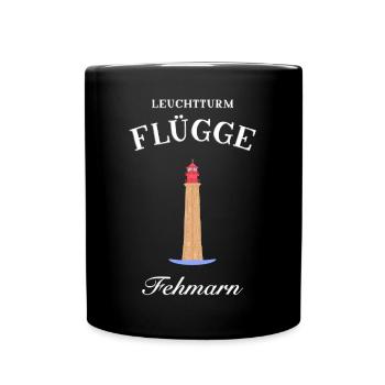 Leuchtturm Flügge auf Fehmarn, Deutsche Ostsee - Tasse einfarbig - Schwarz - Vorne