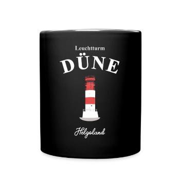 Leuchtturm auf Düne, Helgoland, Nordsee, Zeichnung - Tasse einfarbig - Schwarz - Vorne