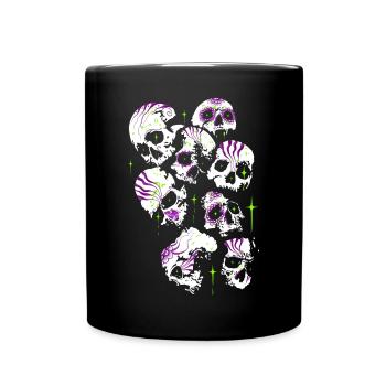 Totenköpfe Totenschädel Halloween Sugar Skulls - Tasse einfarbig - Schwarz - Vorne