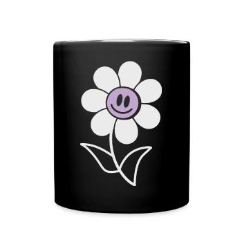 Fleur souriante - Mug uni - noir - Devant