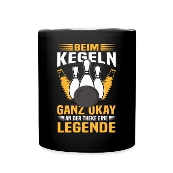 Kegler Kegelbahn Beim Kegeln ganz okay - Tasse einfarbig - Schwarz - Vorne