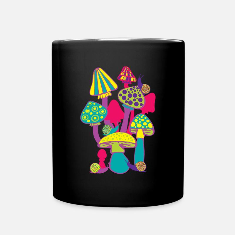 Buntes Pilztreiben in Neonfarben - Tasse einfarbig - Schwarz