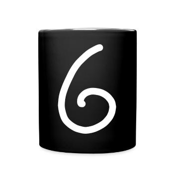 6 Number six number white birthday - Full Colour Mug - black - Front
