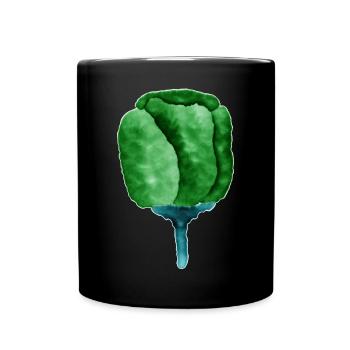Abstract Green Flower Illustration - Full Colour Mug - black - Front