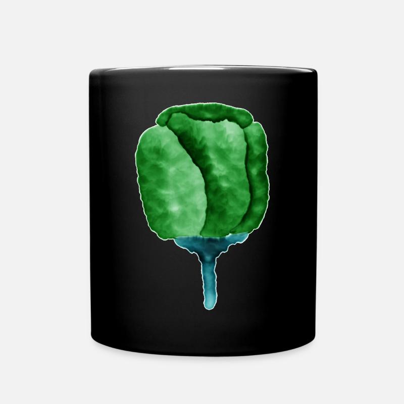 Abstract Green Flower Illustration - Full Colour Mug - black