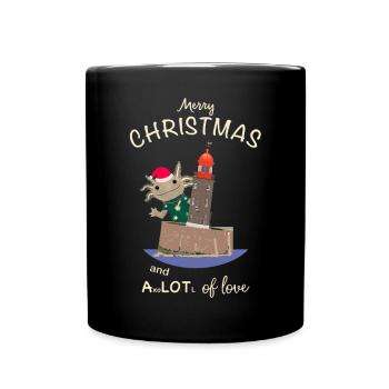 Weihnachten, Axolotl, Bremerhaven - Tasse einfarbig - Schwarz - Vorne