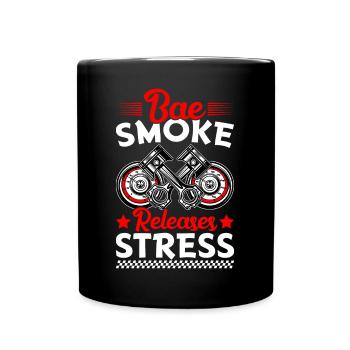Bae Smoke Relieves Stress - Racing Car - Full Colour Mug - black - Front