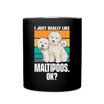Maltipoo Hund - Tasse einfarbig - Schwarz - Vorne