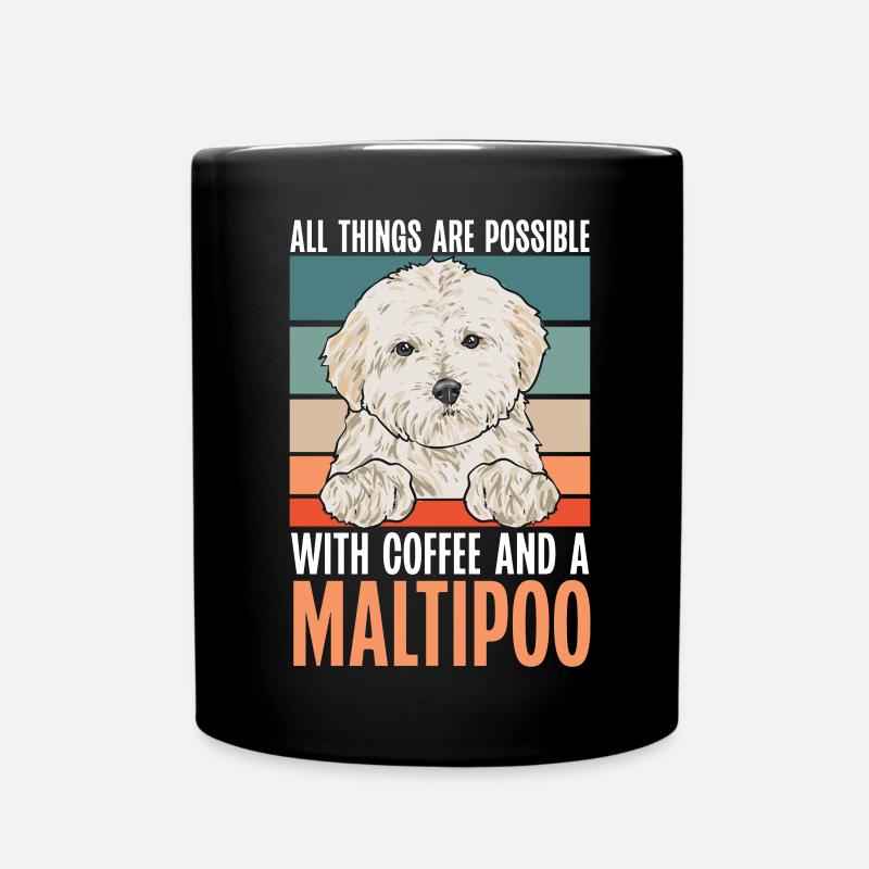 Maltipoo Hund - Tasse einfarbig - Schwarz
