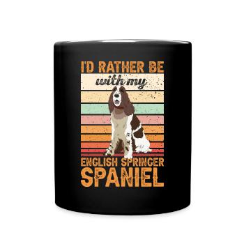 English Springer Spaniel Hund - Tasse einfarbig - Schwarz - Vorne