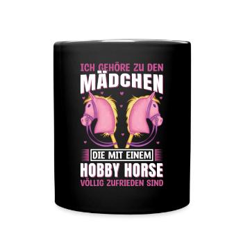 Hobby Horse Pferd Reiterin - Tasse einfarbig - Schwarz - Vorne