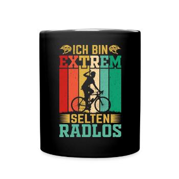 Ich bin selten Radlos - Tasse einfarbig - Schwarz - Vorne