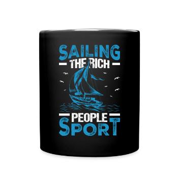 Yacht sail that says funny sailboat - Full Colour Mug - black - Front