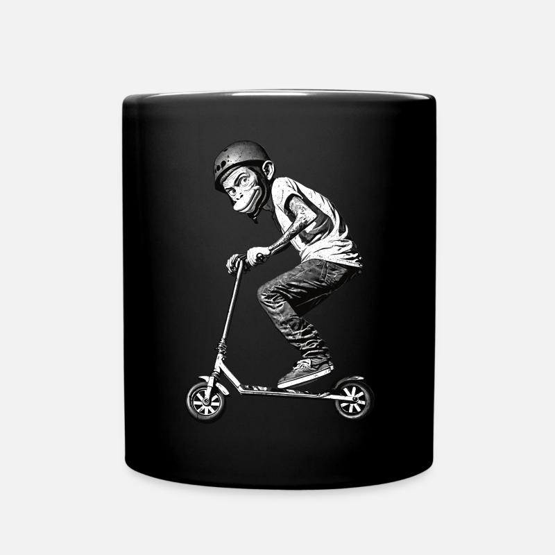 Stunt Scooter Affe macht Tricks - Tasse einfarbig - Schwarz