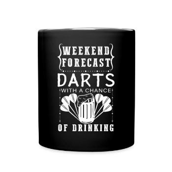 Dart & Bier Lustiger Darts Spruch - Tasse einfarbig - Schwarz - Vorne