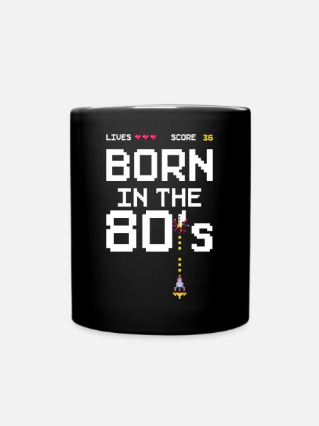 36th Birthday Born in the 80's Gamer Arcade - Full Colour Mug - black