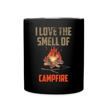 Camping Ich liebe den Geruch von Lagerfeuer Naturliebhaber - Tasse einfarbig - Schwarz - Vorne