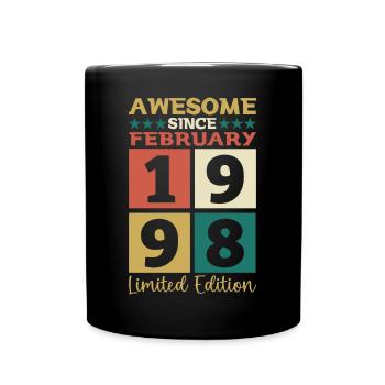 Né 1998 février 25th anniversaire cadeau homme - Mug uni - noir - Devant