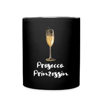 und Prosecco - Prosecco Prinzessin - Tasse einfarbig - Schwarz - Vorne