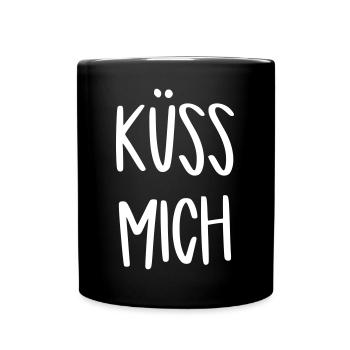 küss mich - Tasse einfarbig - Schwarz - Vorne