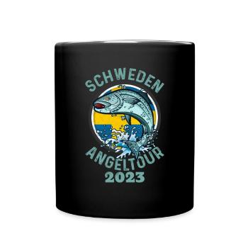 Schweden Angeltour 2023 Angeln in Schweden - Tasse einfarbig - Schwarz - Vorne