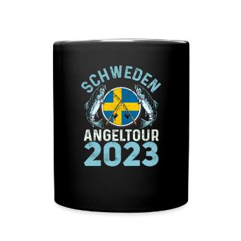 Schweden Angeltour 2023 Angelurlaub in Schweden - Tasse einfarbig - Schwarz - Vorne