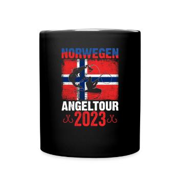 Norwegen Angeltour 2023 Angeln in Norwegen - Tasse einfarbig - Schwarz - Vorne