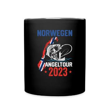 Norwegen Angeltour 2023 Angeln in Norwegen - Tasse einfarbig - Schwarz - Vorne