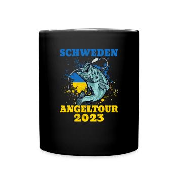 Schweden Angeltour 2023 Angeln in Schweden - Tasse einfarbig - Schwarz - Vorne