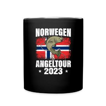 Norwegen Angeltour 2023 Angeltrip nach Norwegen - Tasse einfarbig - Schwarz - Vorne