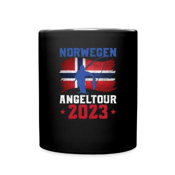 Norwegen Angeltour 2023 Angeltrip nach Norwegen - Tasse einfarbig - Schwarz - Vorne